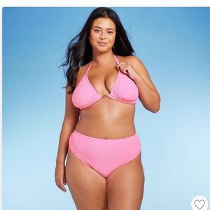 Wild Fable Butterfly Charm Plisse Textured Triangle Bikini Top & Bottom